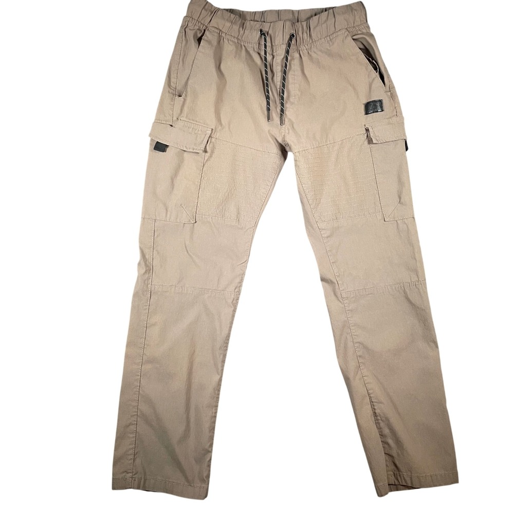 Ring of Fire Mens Moto Cargo Pants Elastic Waist Size M Tan Gorpcore Biker